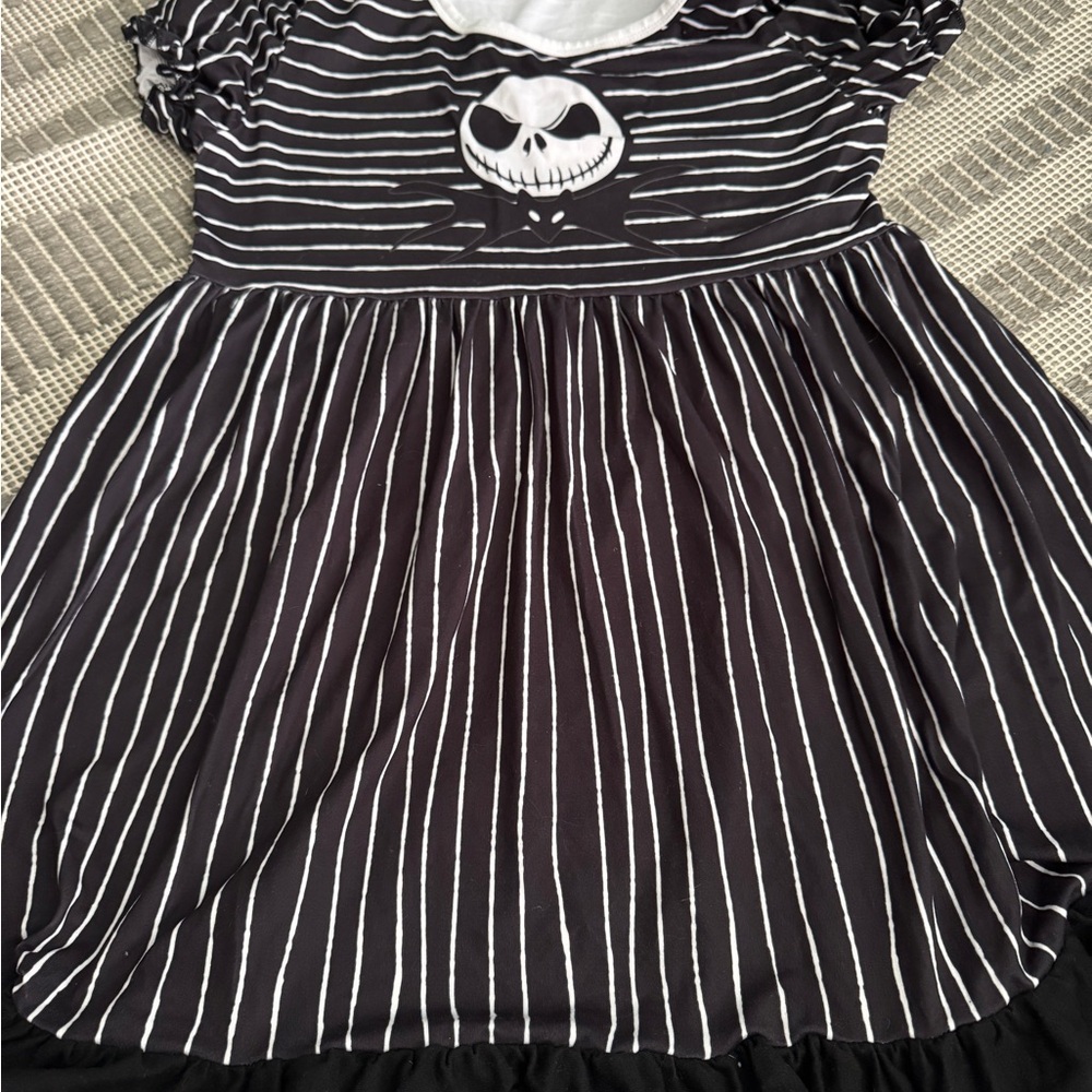 Striped Black and White Dress with Skull Design